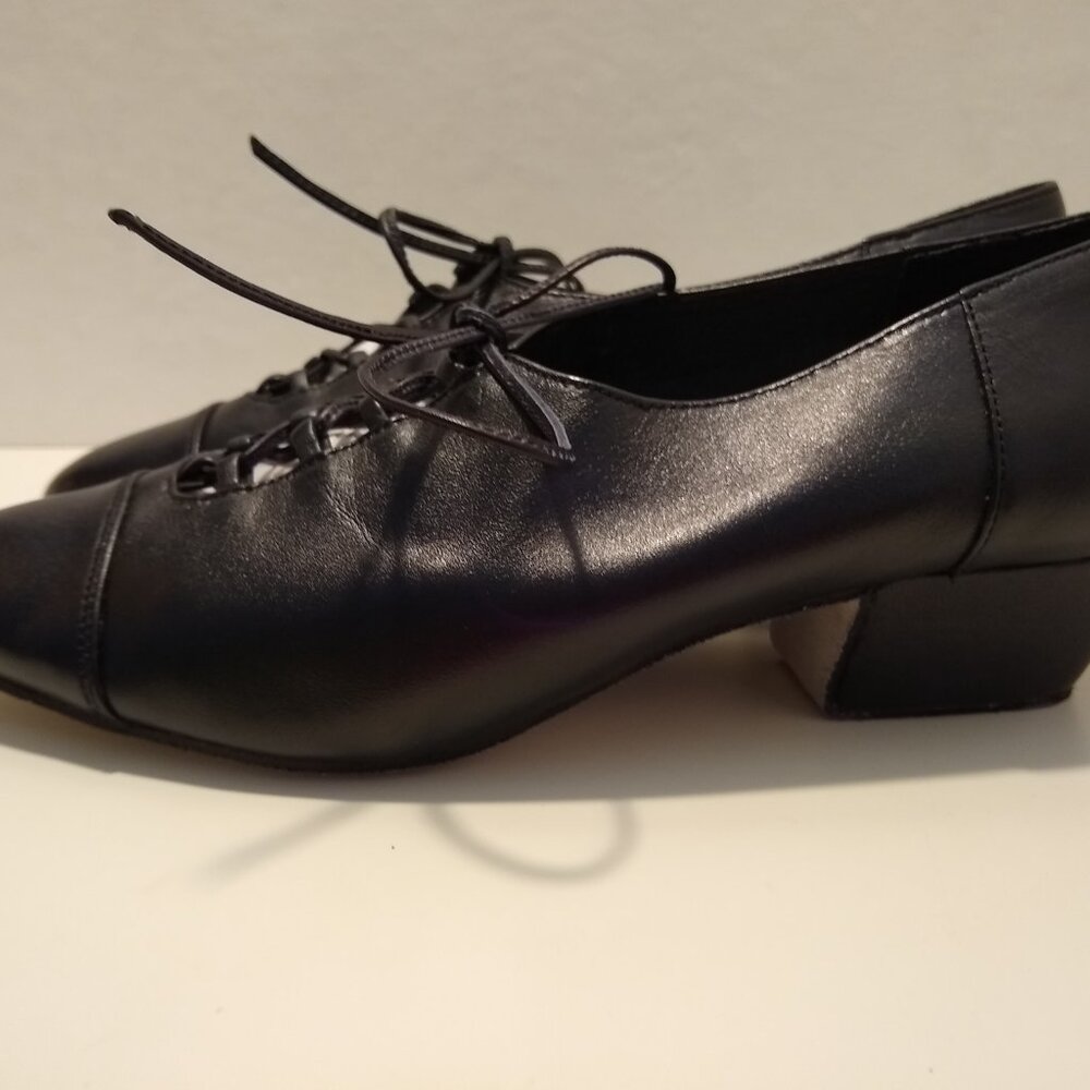 Dance Shoes 1.6" Cuban Heel Lace Up Ballroom Shoes Size 7 - Picture 3 of 9